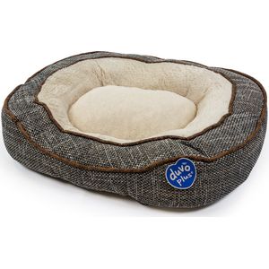 Duvoplus - Dierenkussen - Hond - Mand Ovaal Fleece Ergo L - 85x68x20cm Grijs/wit - 1st