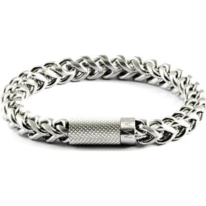 Armband heren geborsteld staal 21cm - Mauro Vinci Milano 8mm - Schakelarmband rvs geborsteld - Armband gourmet mat - Gevlochten mannen armband - met geschenkverpakking van Mauro Vinci - 21cm