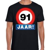 Stopbord 91 jaar verjaardag t-shirt - zwart - heren - 91e verjaardag - Happy Birthday shirts / kleding XL