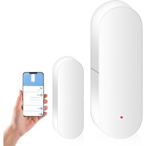 Wifi-deuralarm intelligente deursensor vensteralarm app-melding raamsensor voor inbraakbeveiliging contactsensor geschikt voor Alexa Google Assistant (1 stuks)