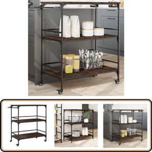 vidaXL Keukentrolley - 100,5x50x105 cm - Bruin Eiken Keuken Trolley - Vintage Trolley - Houten Trolley - Opberg Trolley - Keukenkasten