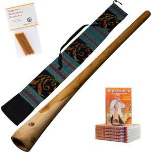 DIDGERIDOO: AT Natural Wood-120cm - inclusief ikat bag - bijenwas - lesvideo 'Hoe bespeel ik de didgeridoo?'