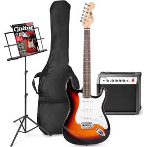 Elektrische gitaar met gitaar versterker - MAX Gigkit - Perfect voor beginners - incl. muziekstandaard, gitaar stemapparaat, gitaartas en plectrum - Sunburst