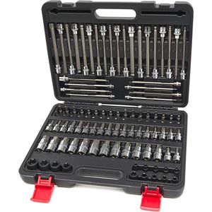 107 Delige Korte en Lange MM, INCH Inbus, Torx, Hex Doppenset