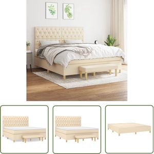 vidaXL Boxspring met Matras - Crèmekleurig - 160x200 cm Boxspringbed - Slaapcomfort - Pocketvering - Verstelbare Hoofdbord - Huidgevend