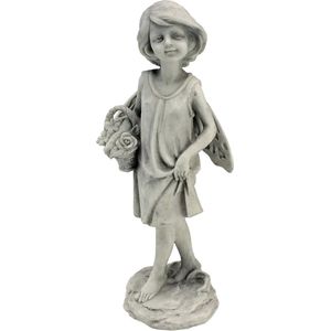Toscano SH9403614 tuinroze feeënbeeld met mand, meerkleurig, 7,5 x 10 x 25,5 cm