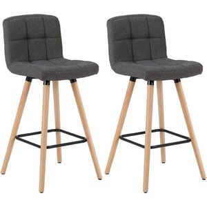 Barkrukken - Donkergrijs - Linnen - Hoge rugleuning - Zithoogte 70cm - Set van 2
