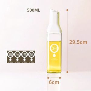 500Ml Grote Olie Dispensers - Olijfolie Fles - Voor sojasaus - Azijnfles - Oliespray- Oliefles - Cooking Spray-Auto - Flip Automatische Cap - Grote Capaciteit Fles Keuken - Licht Grijs