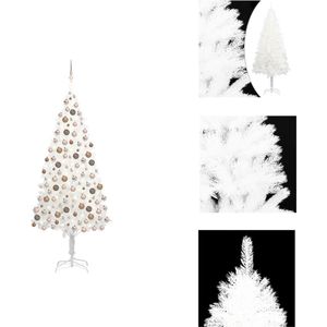 vidaXL Kunstkerstboom - Life-like PE-takken - 240 cm hoog - Met 300 LEDs - Inclusief kerstballen en piek - Wit - Decoratieve kerstboom