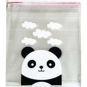 Fako Bijoux® - Cellofaan Zakjes - 100x Transparante Uitdeelzakjes XL - Cellofaan Plastic Traktatie Kado Zakjes - Snoepzakjes - Panda - 14x14cm