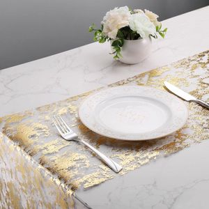 Gouden tafelloper, 10 x 28 cm goud metallic tafellopers goudfolie doek cadeau doe-het-zelf inpaklint ideaal voor diner feest bruiloft verjaardag kerst tafeldecoratie