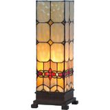 LumiLamp Tiffany Tafellamp 12x12x35 cm Geel Glas Rechthoek Tiffany Bureaulamp