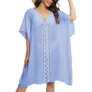 Badkleding voor dames, eendelige sarong met diepe V-hals, uitgeholde strandjurken voor dames, zomer, effen kleur, bikini cover-up, badjurk, strandkleding