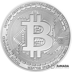 Jumada's Bitcoin Cryptomunt Souvenir - Coin - Munten - Verzamelaars Munt - RVS - Zilverkleurig