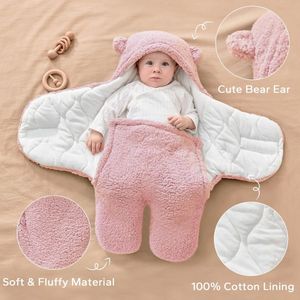 Baby Inbakeren 0-3 Maanden Baby Inbakerdeken Dik Fleece Baby Wikkeldoeken Baby Inbakerdoek Winter Babyslaapzak (Roze)