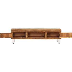 The Living Store TV-meubel Retro - Hout - 140x30x40 cm - Massief gerecycled hout - 2 deuren - The Living Store