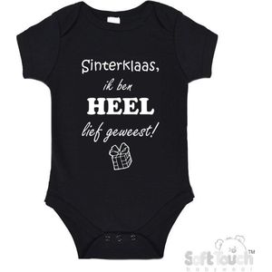 100% katoenen Romper ""Sinterklaas, ik ben heel LIEF geweest!"" Sinterklaas Unisex Katoen Zwart/wit Maat 62/68