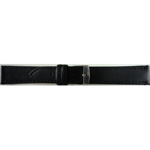 Horlogeband-12mm-echt Leer zwart-extra Lang-XL-zacht-plat-12 mm