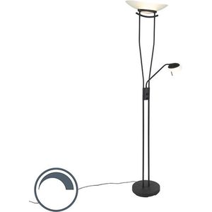 QAZQA lexus - Moderne Dimbare LED Vloerlamp | Staande Lamp met Dimmer - 1 lichts - H 1800 mm - Zwart - Woonkamer | Slaapkamer