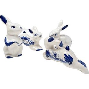 Delfts Blauw Holland Hand Geverfde Konijnen 8 cm - 4 stuks