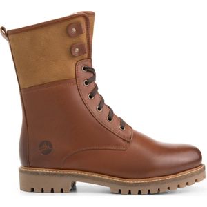 Travelin Holm - Heren Enkellaarzen - Leren veterboots - wol gevoerd - Cognac bruin leer - Maat 43