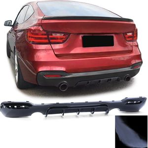 Bmw 3 serie F34 GT M Pakket Achterbumper Diffuser Glans Zwart Enkele Uitlaat Uitsparing Links en Recht M Performance Look 318 320 330 335 340 M3