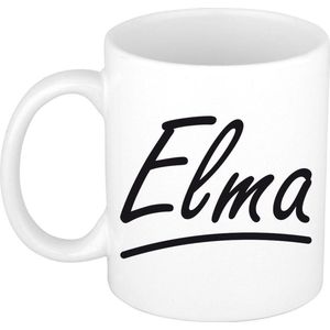 Elma naam cadeau mok / beker sierlijke letters - Cadeau collega/ moederdag/ verjaardag of persoonlijke voornaam mok werknemers