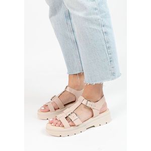 Sacha - Dames - Off white leren plateau sandalen - Maat 38