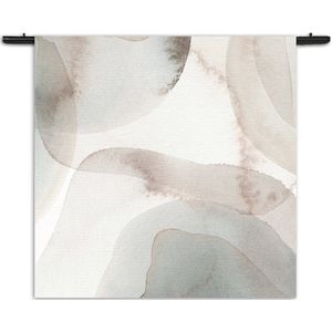 Velours Wandkleed Abstract Rustige Tinten met Accent 03 Rechthoek Vierkant XL (150 X 150 CM) - Wandkleden - Met roedes