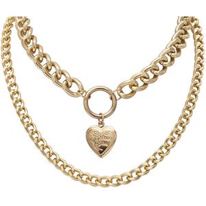 Lumici® | Love You Heart Medallion - Ik Hou Van Jou Open Hartjes Medallion - Hartjes - Open Medallion Ketting - Cadeau Voor Vrouwen - Moederdag Cadeau - Valentijn - Liefde - Verrassing - Goud & Zilver