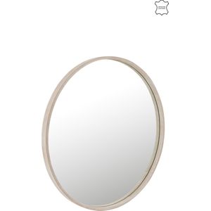J-Line spiegel Rond - leder - beige - large