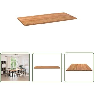 The Living Store Tafelblad rechthoekig 200x100x4,2 cm eikenhout lichtbruin - Eikenhouten Tafelblad - Rechte Tafel - Eetkamertafel - Salontafel - Massief Eikenhout