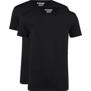 Garage 0221- Bio-Cotton Bodyfit 2-pack T-shirt ronde hals korte mouw zwart L 95% organisch katoen 5% elastan