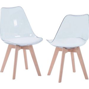 Bloominggoods® Eetkamerstoel Transparant - Eetkamerstoelen - Modern - Scandinavian stijl - Kuipstoel - Doorzichtig - Wit - set van 2