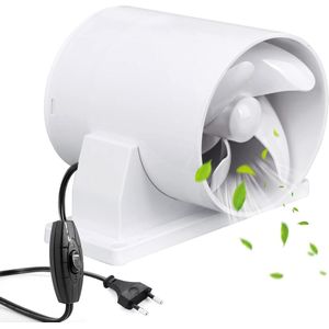Kanaalbuisventilator 100 mm stil buisinzet afvoerventilator 8 W 120 m³/u met achterdemper voor badkamer toilet keuken broeikas tent garage