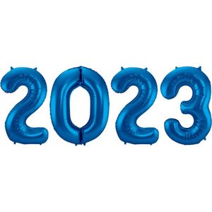 Ballon Cijfer 2023 Oud En Nieuw Versiering Nieuw Jaar Feest Artikelen Blauwe Happy New Year Ballonnen Blauw – XL Formaat