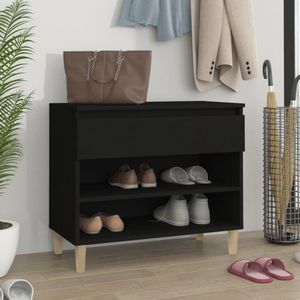 The Living Store Schoenenkast Zwart 70 x 36 x 60 cm - Bewerkt hout - Voldoende opbergruimte