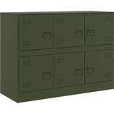 vidaXL - Dressoir - 99x39x73 - cm - staal - olijfgroen