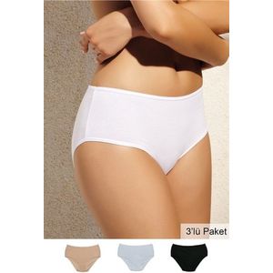 AMARANTA-Maxi Cut Women's Cotton Stretch 3 PCS Multipack Panty-Black-White-Nude, Briefs,Lingerie,maat 44