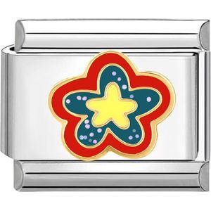Quiges - Schakel - Bedel - 9mm - charms - Kleurrijk - Zeester - Geschikt voor - Nomination- armband - Schakelarmband - italy bedels armband