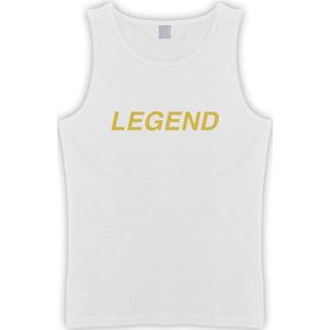 Witte Tanktop sportshirt met Gouden “ Legend “ Print Size XXL