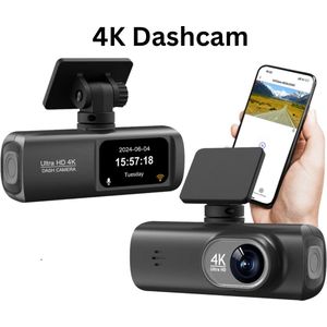 Fucam Dashcam - Voorcamera - 4K & Full HD 1080P - Dashcam Voor Auto - 30 FPS - 170° Wijdhoek - Nachtvisie - Besturingsapp - GPS - 2025 Model