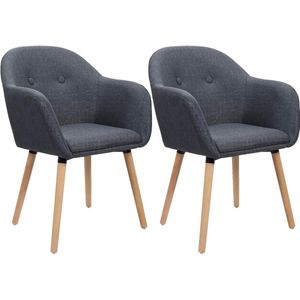 Rootz Gestoffeerde Eetkamerstoelenset - Moderne Scandinavische stoelen - Comfortabele zitplaatsen - Ergonomisch ontwerp, duurzame constructie, veelzijdige stijl - Linnen, massief hout - 82 cm x 40 cm x 42 cm