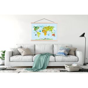 MuchoWow Schilderij Wereldkaart - Textiel - Multicolor - 150x100cm
