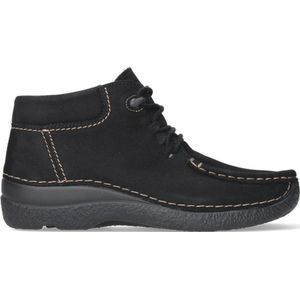 Wolky Hoge veterschoenen Seamy Moc zwart nubuck