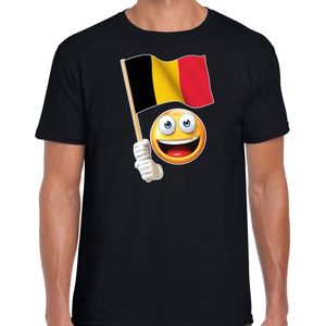 Belgie supporter / fan emoticon t-shirt zwart voor heren XL
