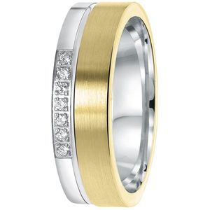 Lucardi Dames Vriendschapsring Benidorm zirkonia - Ring - Cadeau - Echt Zilver - Zilver en Goudkleurig