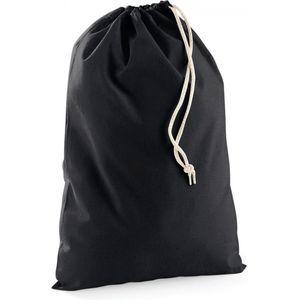 Zwart katoenen canvas opberg zakjes/tasjes met afsluitkoord 14 x 20 cm - cadeau tasjes/goodie bags