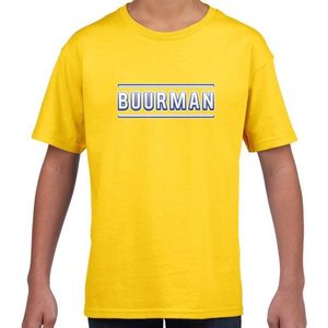 Buurman verkleed t-shirt geel voor kinderen - buurman carnaval / feest shirt kleding / kostuum voor kids 146/152
