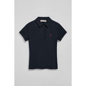 Marineblauwe polo ""Pereira"" met vijf knopen en geborduurd Rigby Go-logo